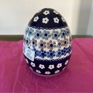Boleslawiecka Ceramika Decorative Easter Egg 4" Tall New No Box Sticker On Side
